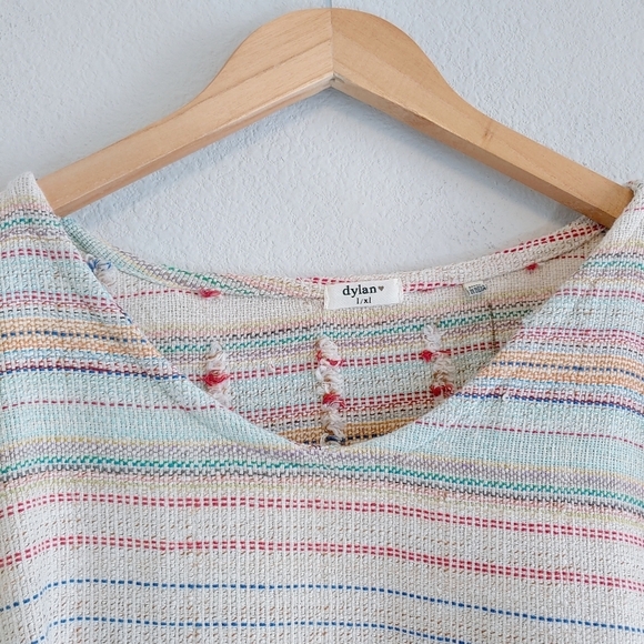 Dylan Women's Boho Pullover Top Sz L/XL Striped Boxy Summer Multicolored Beachy - Picture 5 of 10